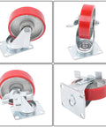 Kickass 4 Inch Caster Wheels 4 Pack With Locking Brakes, heavy duty polyurethane swivel casters with zinc brackets.