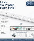 Low Profile Under Cabinet Power Strip With Three Tamper Resistant Outlets And Dual Usb A Usb C Ports Hardwired Extension Cord White Six Pack with aluminum body and 24-inch length.