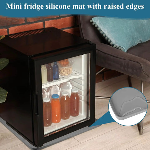 Mini fridge on 24 By 24 By 0.8 Inch Refrigerator Floor Protector Under Washer And Dryer Mat Silicone Spill Guard With Raised Edges