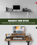 Heavy Duty Electric Standing Desk With Dual Memory Buttons And Rock Solid Brown Surface Seriously Built Tough For Gaming And Remote Work Grind Super Smooth Motor Lift Keeps Your Spine Happy with organized setup.