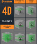 4x360 Green Laser Level With Remote And App Control Self Leveling Cross Line Laser For Construction And Home Reno display