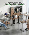 Zero Hassle Height Adjustable Standing Desk With Bulletproof Steel Frame And Chunky Desktop Built Tough For Everyday Home Office Grind And All Day Sessions in modern office setting.