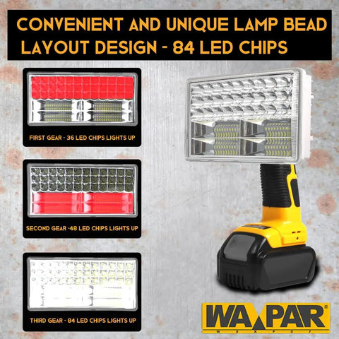 Cordless 40W LED Work Light With 4200LM Bright Beam Jobsite Flood Spotlight USB Port 20V Battery Compatible zinc alloy