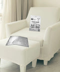 Clear Heavy Duty Chair Covers Set Of 2 Made From 2 Mil Polyethylene on white armchair showing protective slip cover