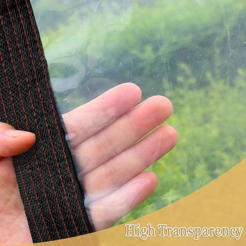 Close-up of Clear Heavy Duty Tarp 8x10 Ft Waterproof With Grommets showing transparency and reinforced edges.