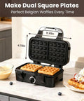 Three In One Waffle Maker With Removable Plates For Waffles Sandwiches And Pancakes shown on kitchen counter with waffles