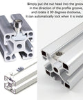 50 Pack Hammer Head Sliding T Nuts For 8mm T Slot Aluminum Extrusion 3030 Series M6 Thread installed in standard profiles