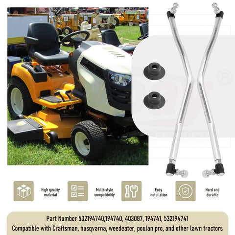 Beefed Up Adjustable Left And Right Steering Drag Link Set For Lawn Tractors 532194740 532194741 Compatible With Craftsman Husqvarna Jonsered Easy Install And Durable Performance. lawn tractor drag links with bushings