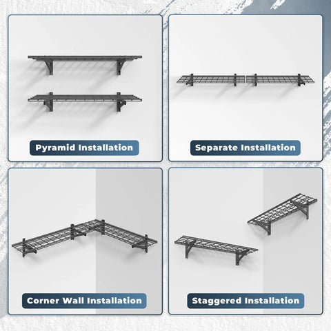 Two Pack Wall Mounted Garage Shelving Delivers Bulletproof 700 Lb Heavy Duty Capacity While Keeping Your Premium Power Gear Stacked Tight Without Any Hassle
