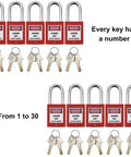 Lockout Tagout Kit With 30 Safety Padlocks And 30 Red Tags Keyed Differently OSHA Compliant Lockout Tagout Locks Plastic Padlocks