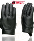 Gel Palm Motorcycle Gloves For Men With Gel Padded Palm Black Leather Short Wrist Biker Gloves Size Large For Max Grip And Vibration Reduction
