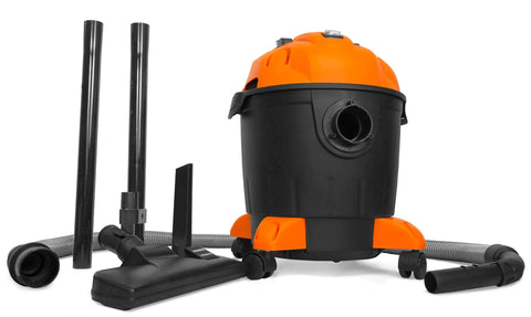 Portable Wet Dry Shop Vacuum And Blower 5 Gallon 10 Amp HEPA Zero Point Three Micron Filter Hose And Accessories Lightweight Orange Unit