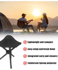 Travel Folding Camping Stool Portable Tripod Chair For Outdoors Fishing Picnic Beach Mountaineering Garden Lawn Camping Gear That Stows Easy Carry Lightweight Sturdy Seat For Any Terrain, shown with people enjoying outdoor activities.