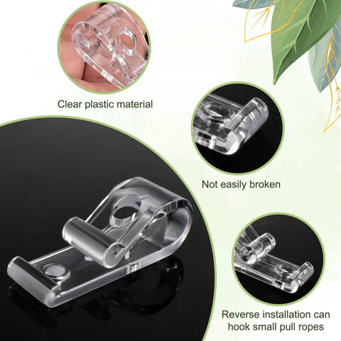 Clear plastic Eight Piece Cord Safety Window Blind Cord Guides For Roller Shades And Bead Chain Systems with expansion screws