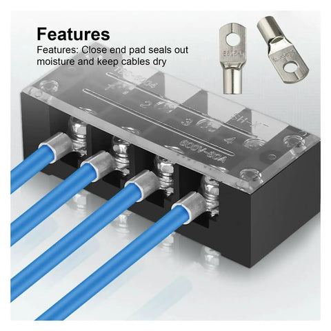 Premium 100Pcs Electrical SC Terminals Lug Tube Ring Seal Battery Wire Connectors Cable Crimped Terminal Kit For Trucks Cars And Vans on bus bar