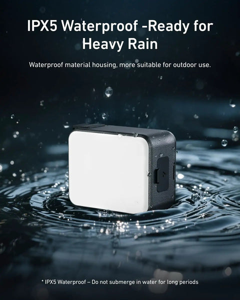 Mini LED Vlogging Light For Action Cameras And DJI Osmo Action Gear Magnetic Fill Light With Quick Release Bracket in rain