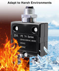 Heavy Duty 20 Amp Circuit Breaker And Overload Protector For Electrical Panels, designed for harsh conditions, featuring fire and ice elements.