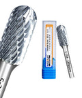 MAODWIN SC-5 cylindrical tungsten carbide rotary burr; 1/4'' shank, 1/2'' diameter, 1'' length for wood grinding.