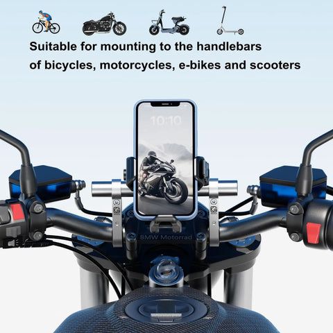 Beefed Up Aluminum Handlebar Extender For Bike And Motorcycle With Dual Mount Clamp Bracket 8 Inch Length, mounted on motorcycle