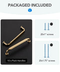 Ten Pack 5 Inch Champagne Bronze Cabinet Handles In Solid Zinc Alloy with screws included for installation.