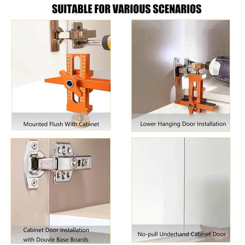 All Purpose Aluminum Cabinet Door Mounting Jig With Adjustable Positioner for quick frameless or face frame cabinet installations.