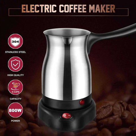 Electric Turkish Coffee Maker With 600ml Capacity Stainless Steel 6 Cups Multifunctional Brewer For Coffee Tea And Milk