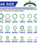 SAE size chart for 612 Piece O Ring Kit Set With O Ring Pick And Installation Tools, showing dimensions and quantities.