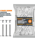 Twenty Pack 55mm Silver Aluminum Chicago Screw Posts Heavy Duty Binding Fasteners displayed in a clear bag.