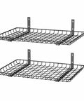 Garage Wall Shelves 12 By 24 Inch Heavy Duty Metal Wall Mounted Storage Shelf Set 2 Pack Black Rust Resistant Finish Each Shelf Holds Up To 60 Lbs Perfect For Tools Gear And Garage Clutter