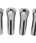 Eight Piece Imperial Steel Collet Set For R8 Milling Machines showing various sizes from 1/8 to 5/8 inch in precision-ground holders