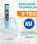 TDS meter in glass demonstrating T1 Series RO Replacement Cartridge For T1 400UV And T1 400ALK Water Purification System efficiency