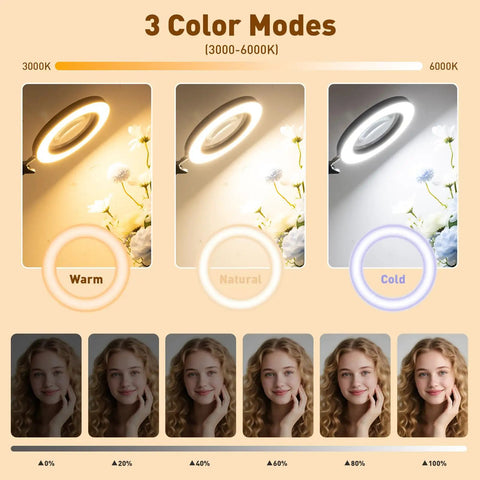 Image showing 10X LED Magnifying Lamp With Clamp Real Glass Lens 3 Color Modes And Stepless Dimmable Desk Light for detailed tasks.