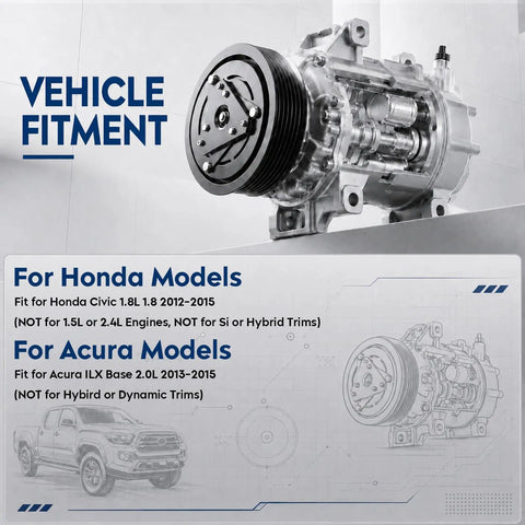 Kickin Cold Air AC Compressor With Clutch Assembly For Honda Civic Acura Ilx detailed fitment guide and specifications.