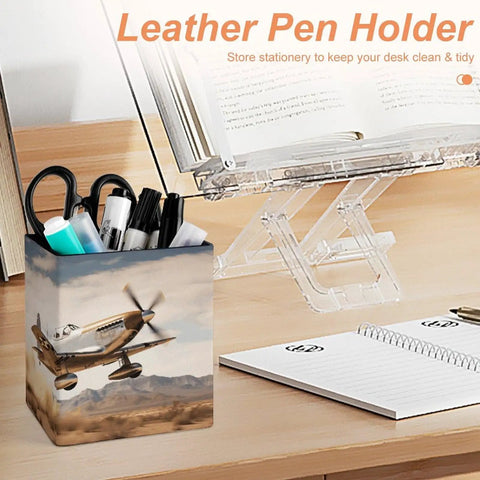 Dope PU Leather Pen Holder Desk Organizer Pencil Cup For Office Supplies With Soft Flannel Interior And Smooth Exterior