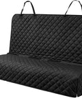 Waterproof Nonslip Pet Bench Seat Cover For Cars And SUVs shown with quilted design and black straps, Scratchproof, Durable Backseat Protector For Dogs, Washable And Easy To Clean, Fits Up To 52 Inches Wide.