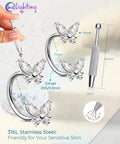 20G Butterfly Horseshoe Nose Ring Hoop With Push Pin Ends Taper Ball Grabber Tool 316L Surgical Steel CZ Clear Jewelry Set