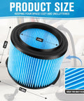 VF3500 Replacement Filter Two Pack For 4 Gallon Wet Dry Shop Vacuums shown with dimensions and close-up of 3-layer filter design