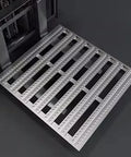 Heavy Duty Steel Forklift Pallets Built Like A Tank For Grindy Warehouse Operations Industrial Metal Storage Racks With Huge Load Capacity Haul Heavy Gear Without Breaking A Sweat showing a sturdy galvanized steel pallet.