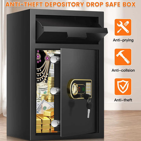 Beefy 5.8 Cu Ft Drop Safe Box For Business With Anti Theft Money Drop Depository, Lock And Slot, Digital Keypad And Spare Keys