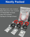 Speaker Wire Connector Kit With 30 Insulated Spade Terminals For 18AWG Cable neatly packed in zip bags