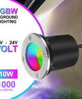 10W RGBW Landscape Lighting Kit For Outdoors, Color Changing In Ground Well Lights, Low Voltage 12-24V, IP67 Waterproof