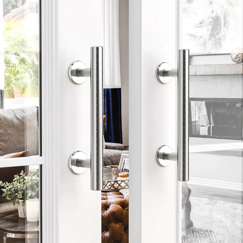 9.5 Inch Stainless Steel Sliding Barn Door Handles Pull Flush Hardware Set Double Sided For Gates Garages Sheds And Furniture Easy Install No Slotted Holes Needed Heavy Duty Rust Resistant Brushed Finish