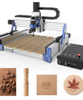 Image of PROVerXL 4030 V2 CNC Router Built For Speed With NEMA 23 Closed Loop Stepper 400W Spindle featuring 3D carvings on wood and other materials.