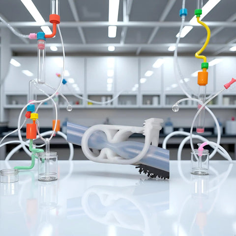 Adjustable Tubing Clamps For 0.25 To 0.5 Inch Tubing Pack Of 10 White Plastic Hose Clamps in lab setup for flow control