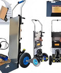 Smooth Electric Stair Climber Hand Truck Battery Powered Trolley Motorized Moving Cart For Home Relocation Heavy Duty Loader Tool with wheels and storage.