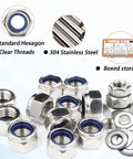 252 Piece Hex Nut and Lock Nut Set With Flat Washers in 304 Stainless Steel M3 to M12 Seven Sizes Pro Grade Hardware