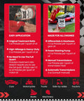 Image showing Premium Drop In Engine Oil Additive in use for smooth ride and engine performance on different vehicles.