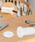Top Tier Silicone Cable Grommet Kit Makes Your Wall Or Desk Look Super Clean And Totally Sleek With Zero Tools Needed For Easy Installation On Any Setup Right Now white silicone cable grommet on wooden desk