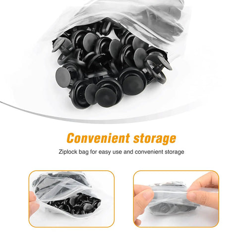 Ziplock bag containing 100 Pcs Push Type Retainer Clips For Lexus And Toyota Body Panels And Splash Shields 90467-07201 Replacement