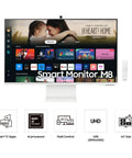 32 Inch M80D Series 4K UHD Smart Monitor With Streaming TV Built In Speakers HDR10 Plus AI Upscaling USB C Setup